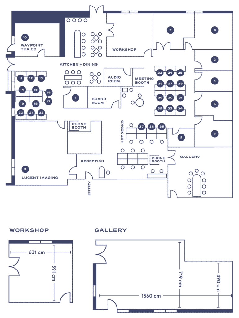 Keep Co event space and gallery floorplan, Dairy Road Canberra